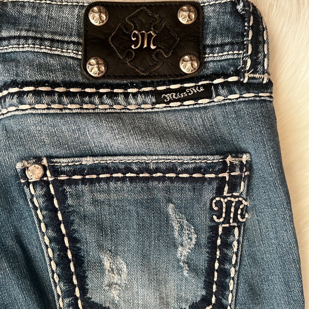 Miss Me Boyfriend Distressed Womens Dark Wash Jeans JPB5014 Size27